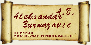Aleksandar Burmazović vizit kartica